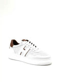 Sneakers Homme Blanc Cognac Aspect Cuir Perforé Bande H premium