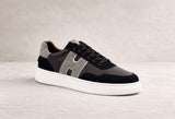 Sneakers Homme Noir Gris Aspect Suède Perforé logo H
