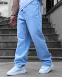 Trendy light blue baggy jeans for men