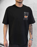 Oversized black t-shirt with arrow back print and little teddy bear on World Richest Man currency note