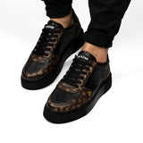 Zapatos Zapatillas deportivas monogram negras y marrones con suela alta negra para hombre