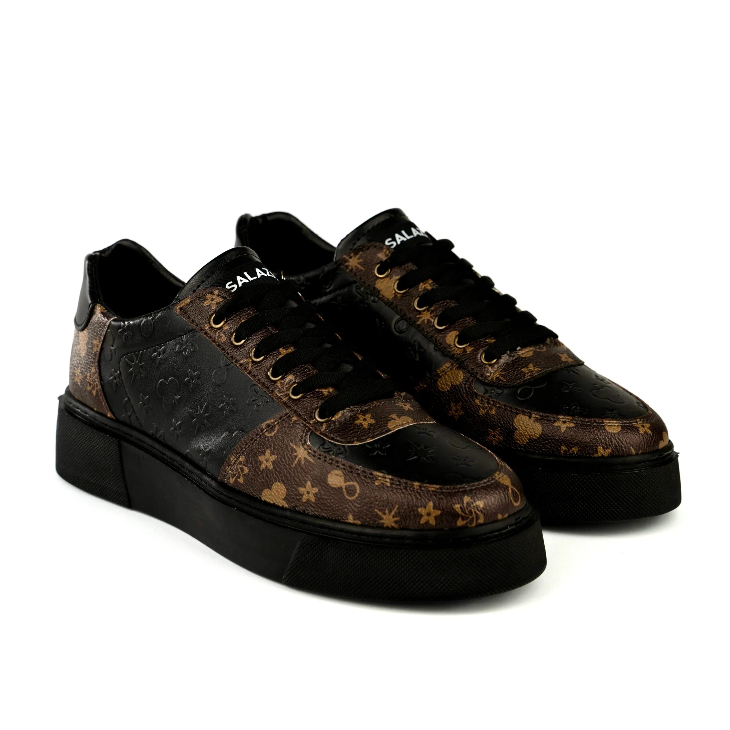 Shoes Black and brown monogram sneakers with high black sole for men MY LOOK