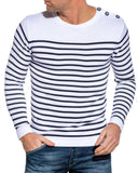 Pull marinière blanc à rayures