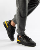 Black Shoes Deportivas Trendy bicolor negro amarillo para hombre con suela negra