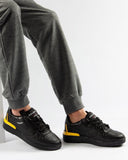 Black Shoes Deportivas Trendy bicolor negro amarillo para hombre con suela negra