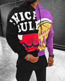 Black hoodie Bulls and Lakers purple trendy hoodie for men