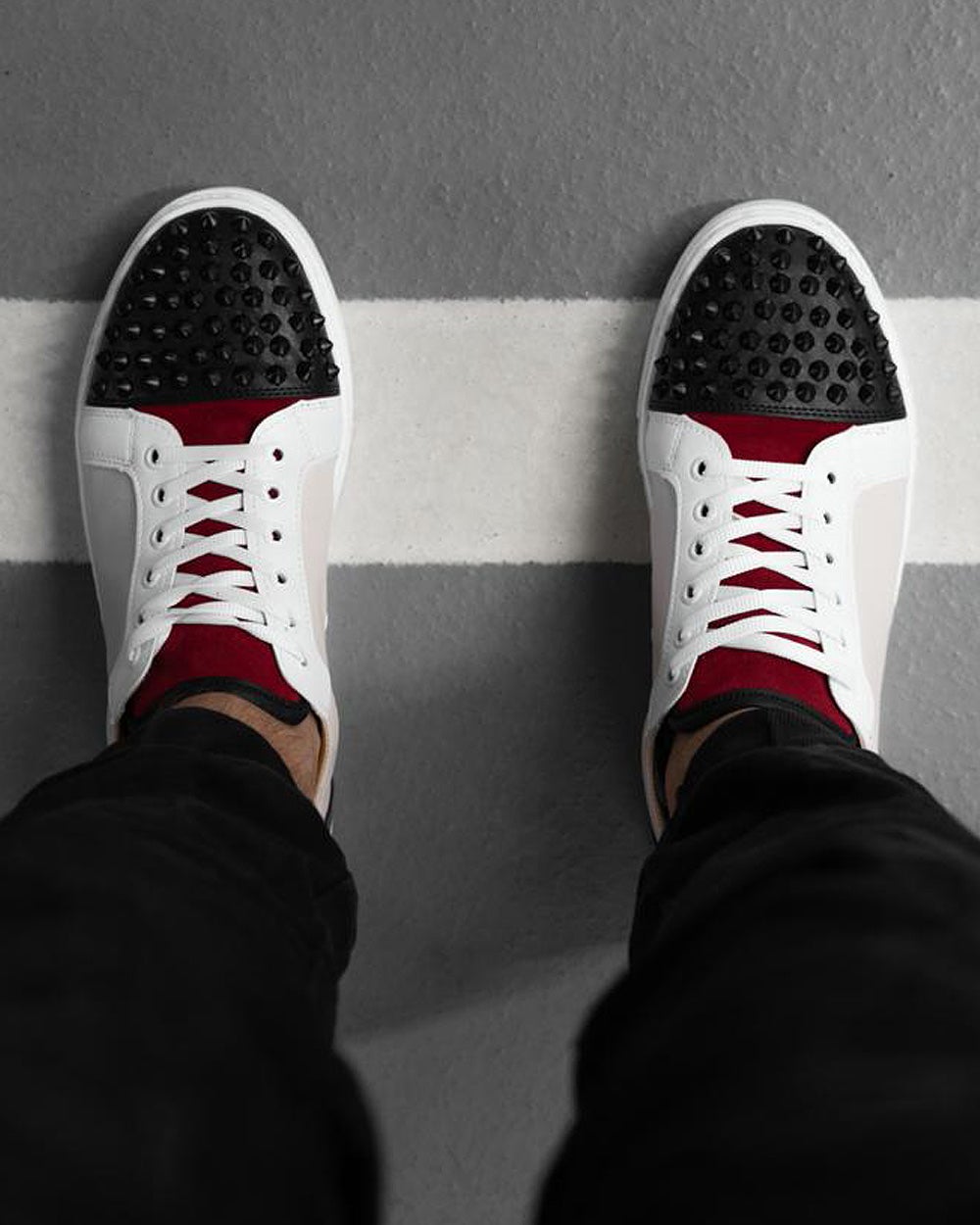 Multi-colored low-top sneakers with trendy BB Salazar brand studs for men