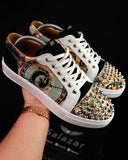 Beige sneakers shoes with studs and trendy patterns brand BB Salazar for men