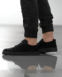 Black suede sneakers with trendy studs brand BB Salazar for men