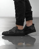 Chaussures sneakers basses noir aspect cuir avec clous tendance BB Salazar  homme