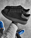 Black suede look trainers for Men
