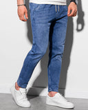 Jean Jogger pants Bleu stoned délavé élastique taille pour homme