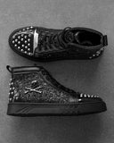 Black high-top sneakers with rhinestone studs brand BB Salazar for men