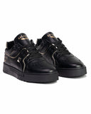 Black and gold leather look basketball shoes for men