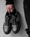 Black low sneakers shoes with silver studs brand BB Salazar for men