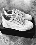 White crocodile-effect BB salazar sneaker shoes for men