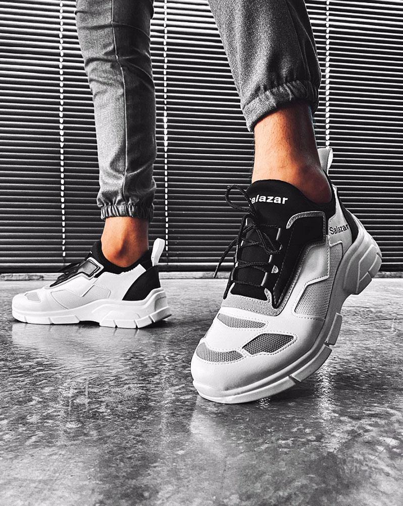 Chaussures Sneakers BB Salazar noir blanc à semelle forme tendance pour homme