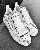 Stylish white marble sneakers for men