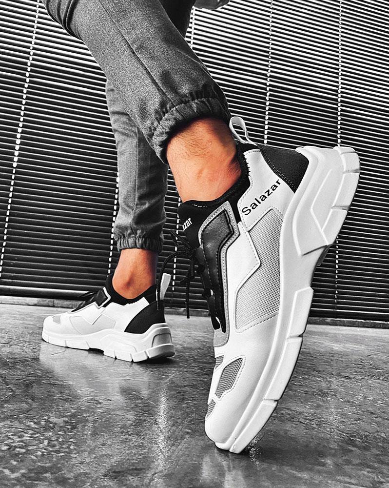 Chaussures Sneakers BB Salazar noir blanc à semelle forme tendance pour homme