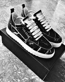 Black sneakers with trendy marble patterns for men