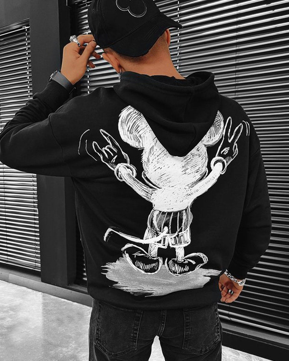 Black hoodie with Visual Mickey on the back