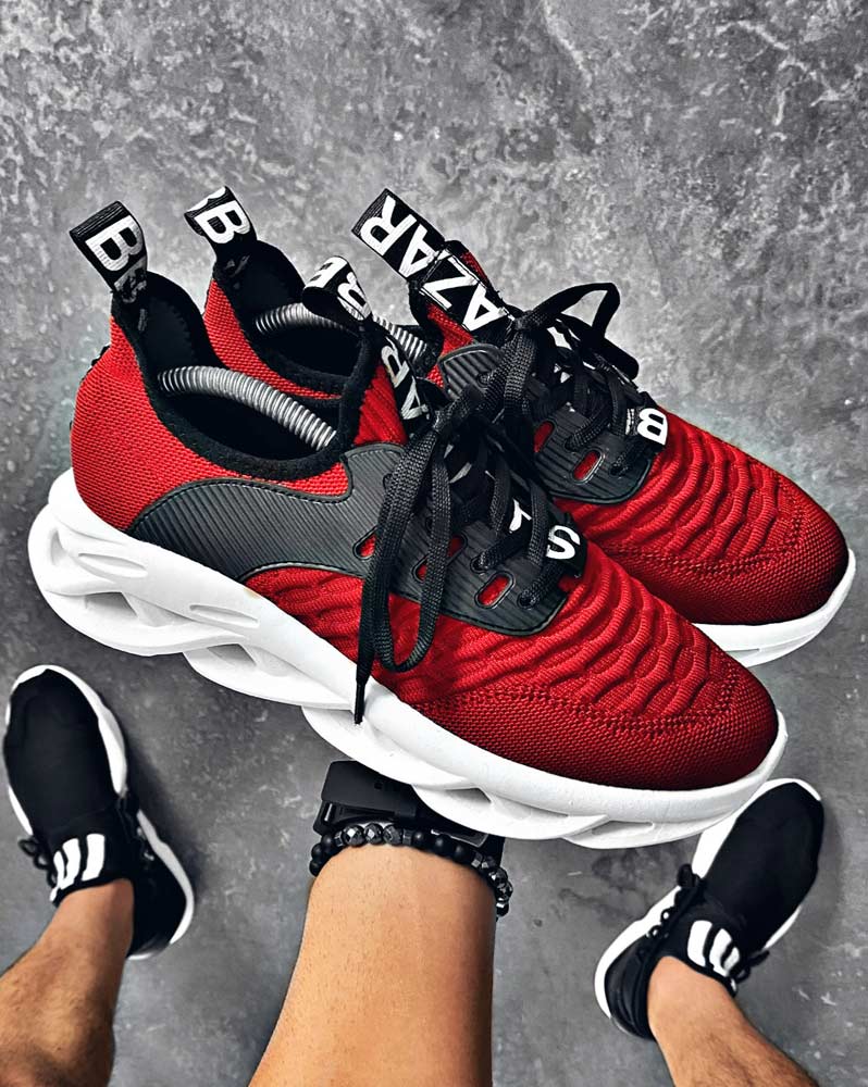 Sneakers Chaussures rouge avec semelle forme 3d pour homme
