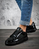 BB Salazar Black leather look sneaker shoes with stud on the toe for men