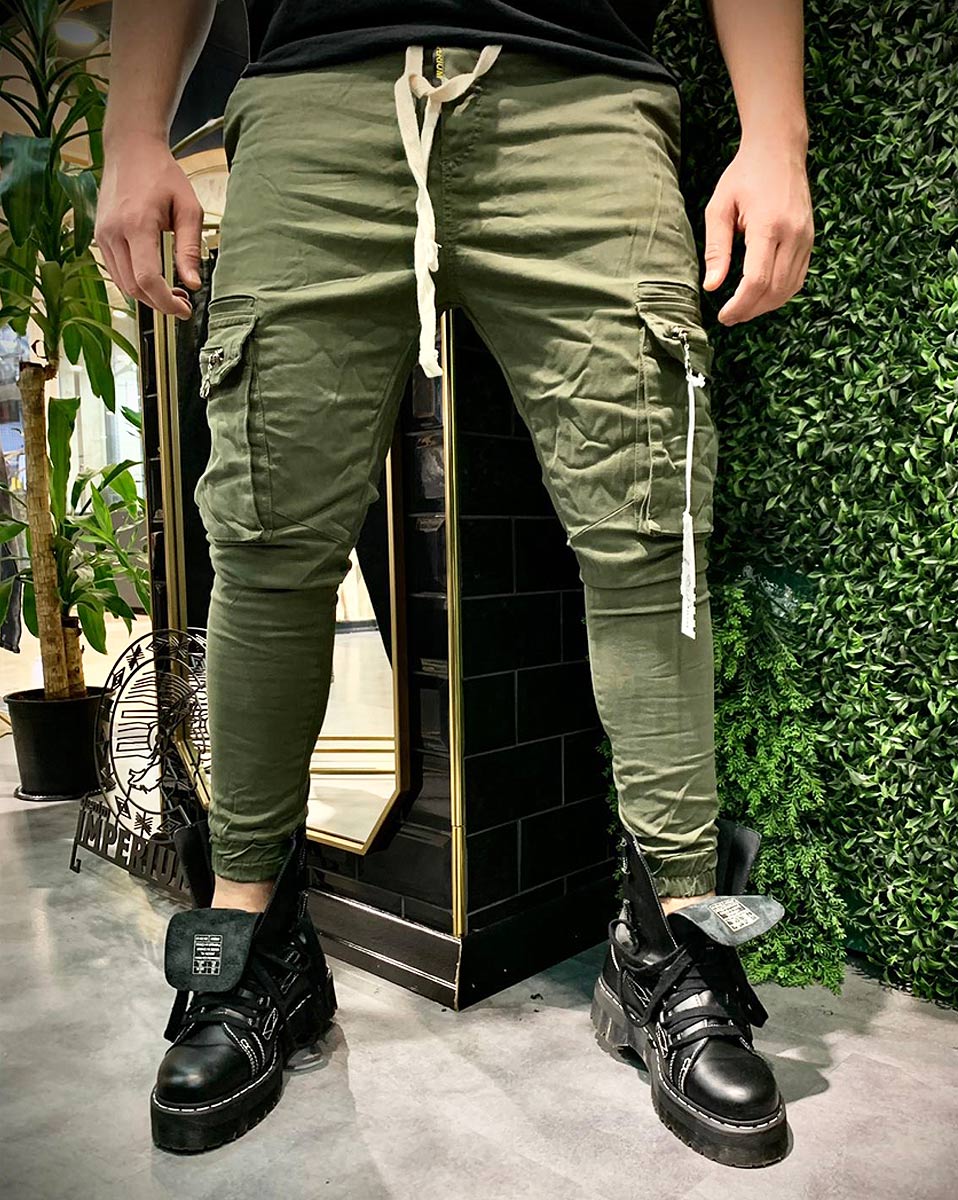 Pantalon Cargo slim kaki tendance pour homme