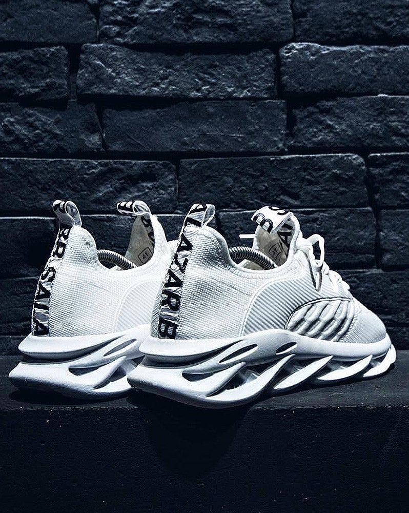 Sneakers white knit shoes with 3d shaped sole for men