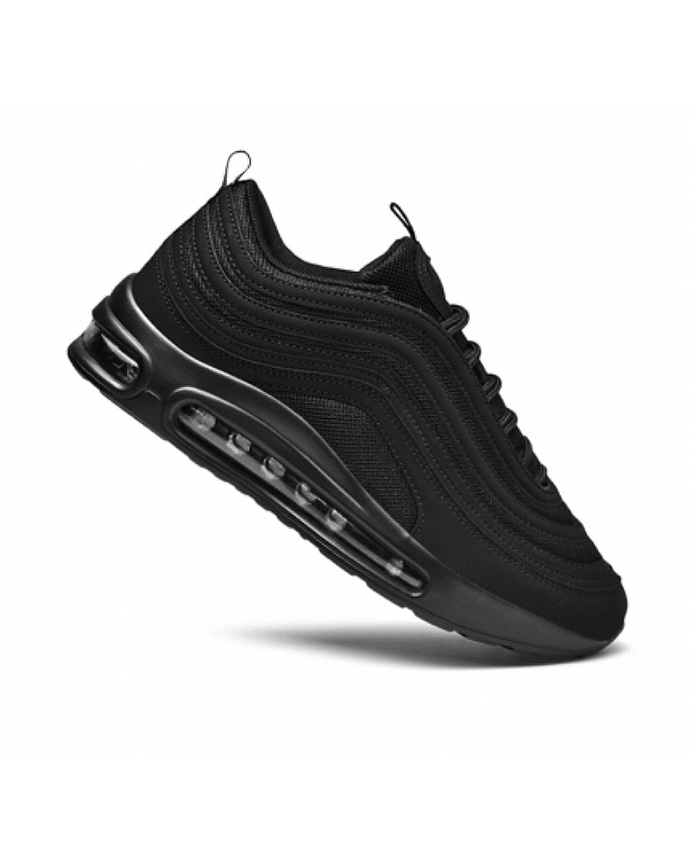Chaussures Sneakers noire et semelle entièrement noir avec aspect bulle d'Air pour homme