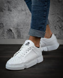 White leather look BB Salazar sneaker shoes with nail on the tip for men