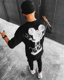 T-shirt noir oversize imprimé Mickey Dessin stylé pour homme