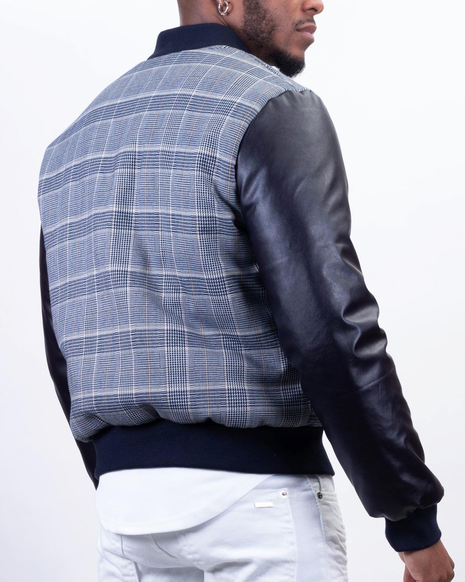 Teddy jacket with plaid patterns and H patch for men UNIPLAY