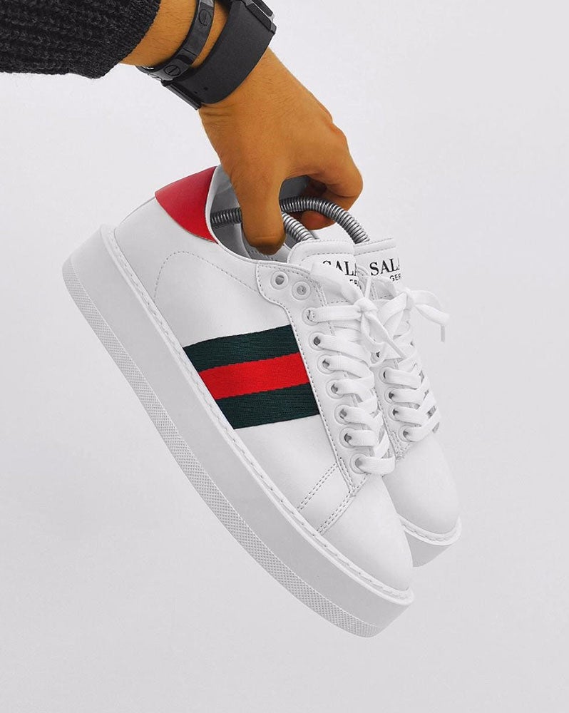 AIDS Werkgever Fondsen Trendy white sneaker shoes with red green stripes and thick sole for m –  MY-LOOK